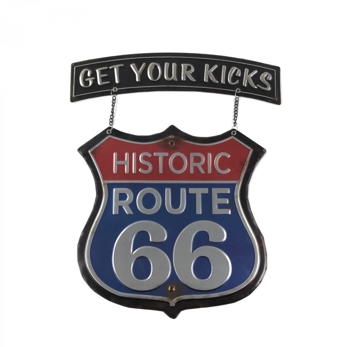 323929 Get Your Kicks Hanging Route 66 Metal Sign