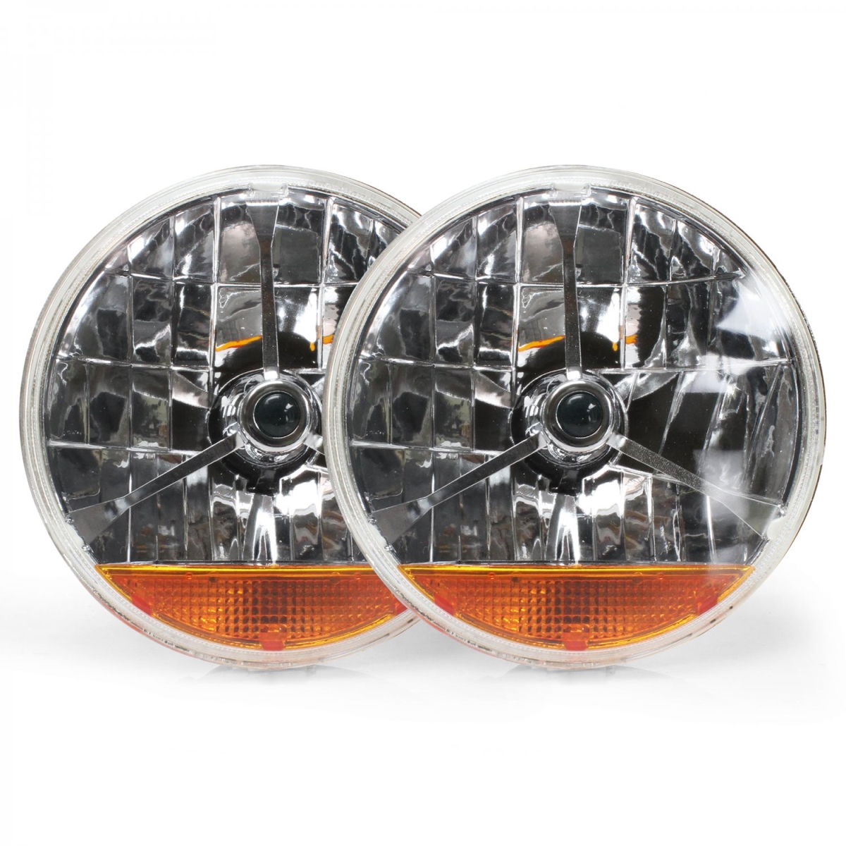 324101 7 In. Tri-bar Halogen Lens Assembly With Amber Turn Signal - Pack Of 2