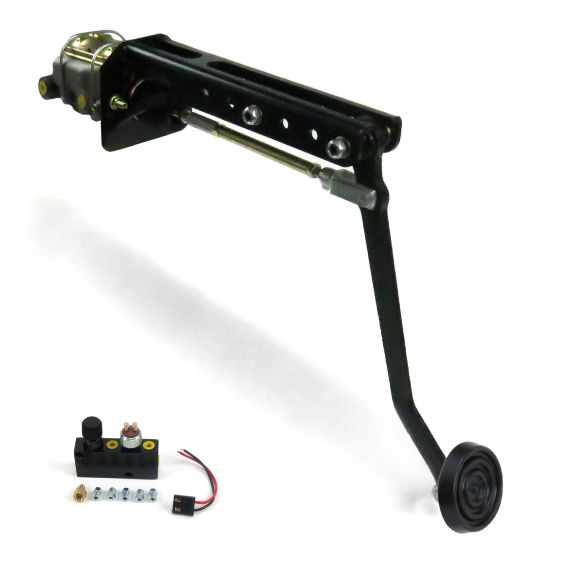 324315 Universal Adjustable Firewall Manual Brake Pedal Kit Adjustable Disc & Drum 3 in. Rubber Pad