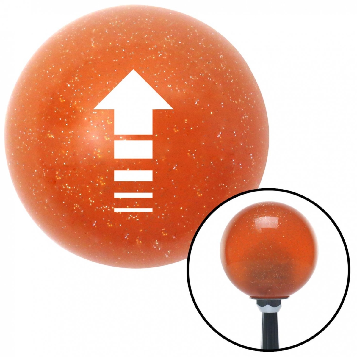 UPC 666648077769 product image for American Shifter 36691 White Broken Directional Arrow Up Orange Metal Flake Shif | upcitemdb.com