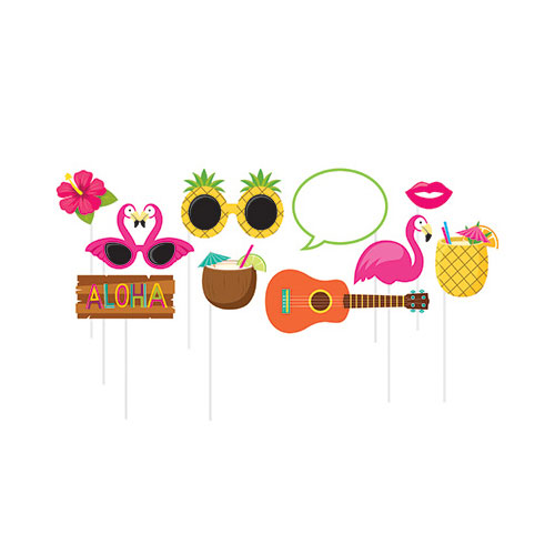 Group Luau Decor Photo Booth Props, Pack Of 6 - 10 Per Pack