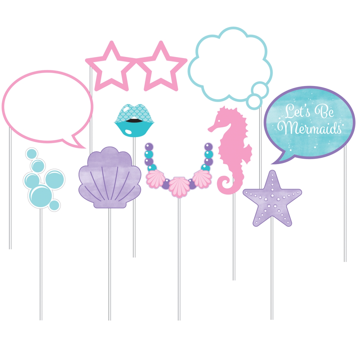336718 Iridescent Mermaid Party Photo Booth Props, 10 Count