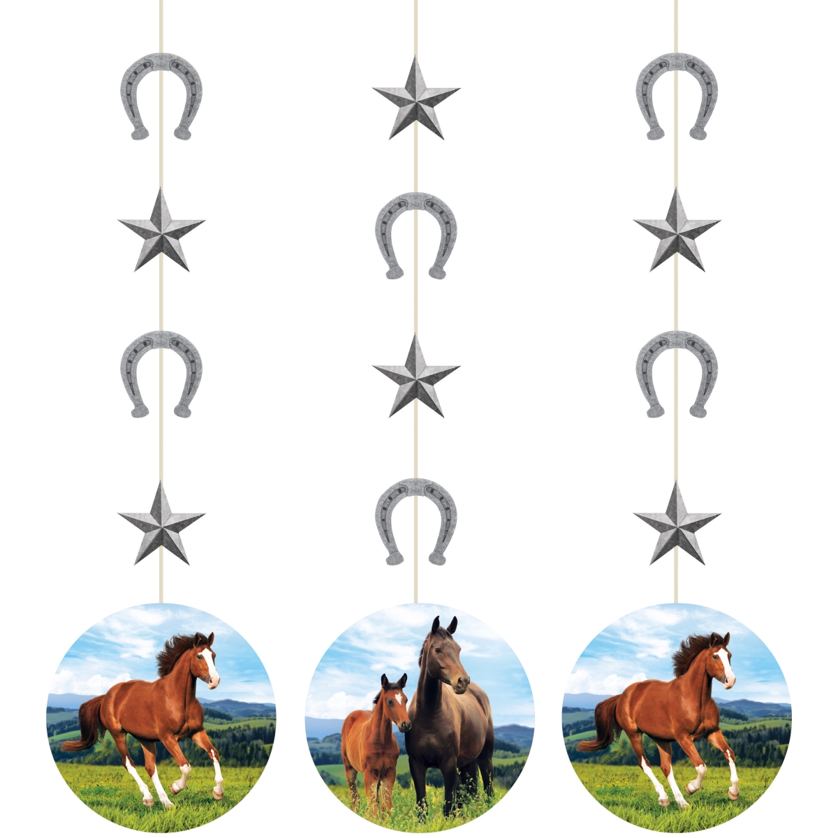 340096 Wild Horse Hanging Decorations, 3 Count