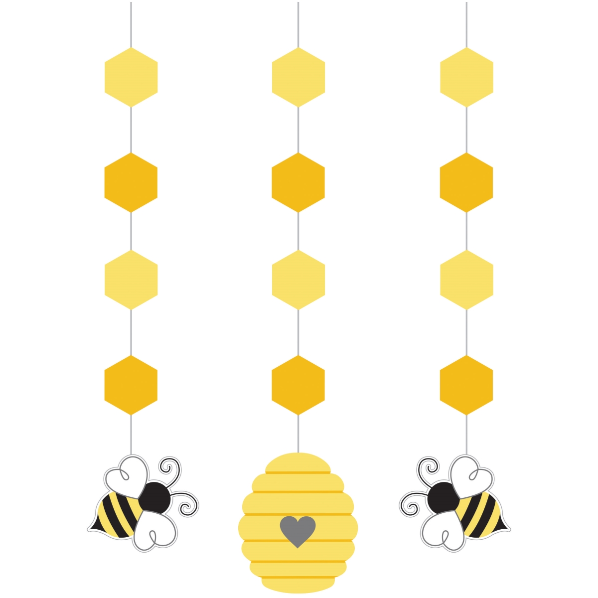 340103 Bumblebee Baby Shower Hanging Decorations, 3 Count
