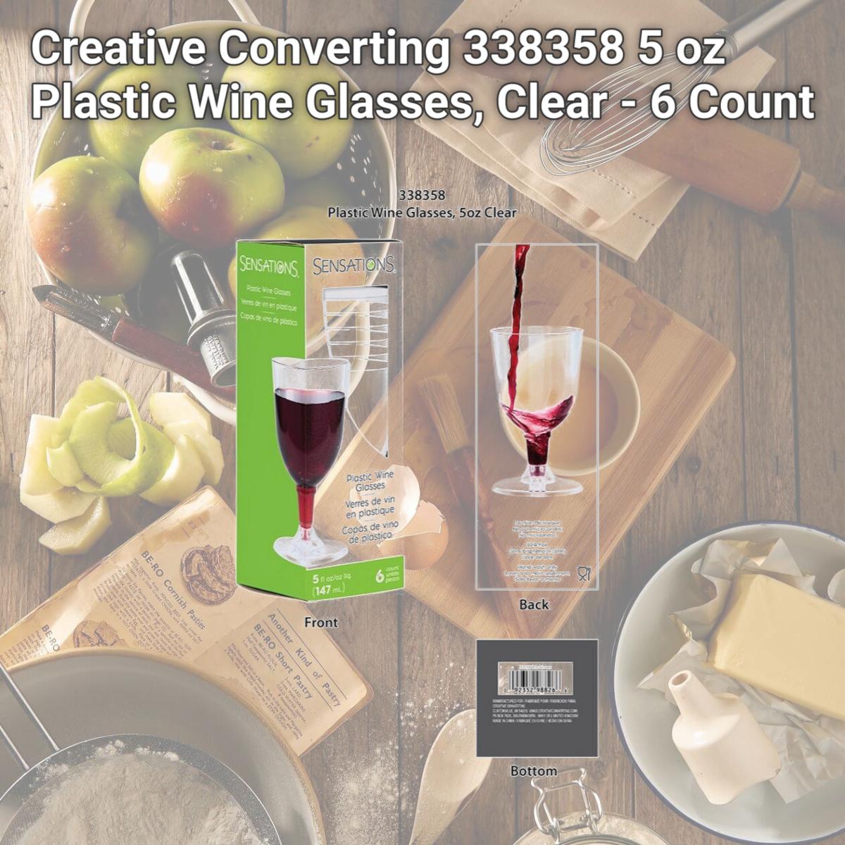 Picture of Creative Converting 338358 5 oz Plastic Wine Glasses, Clear - 6 Count