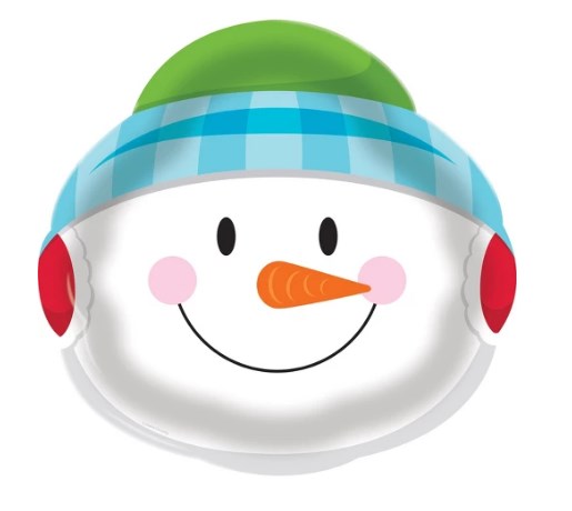331309 14 In. Snowman Round Plastic Tray