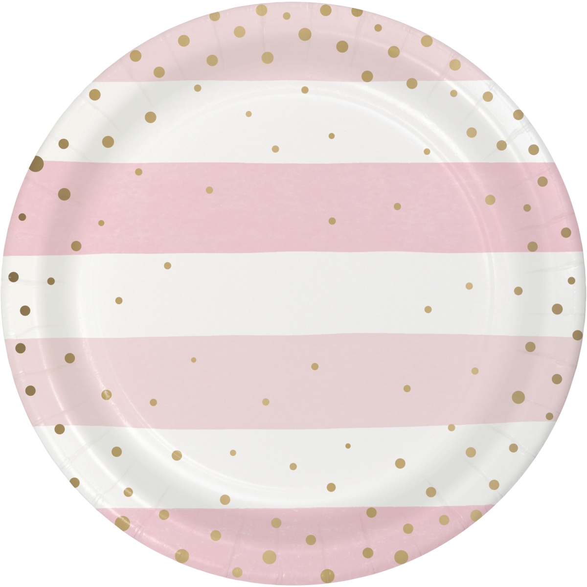 346284 7 in. Foil Celebration Dessert Plates, Pink & Gold - 96 Count