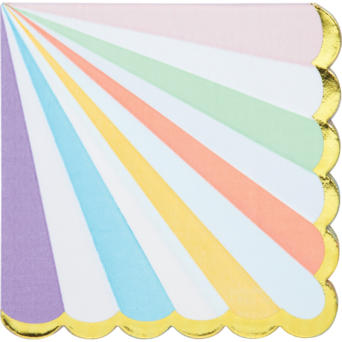 346320 6.5 x 6.5 in. Foil Pastel Celebrations Scalloped Luncheon 3-Ply Facial Quality Tissue Napkins - 192 Count