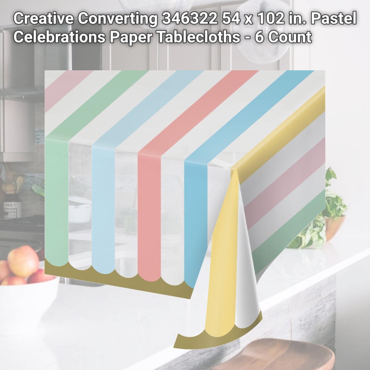 Picture of Creative Converting 346322 54 x 102 in. Pastel Celebrations Paper Tablecloths - 6 Count
