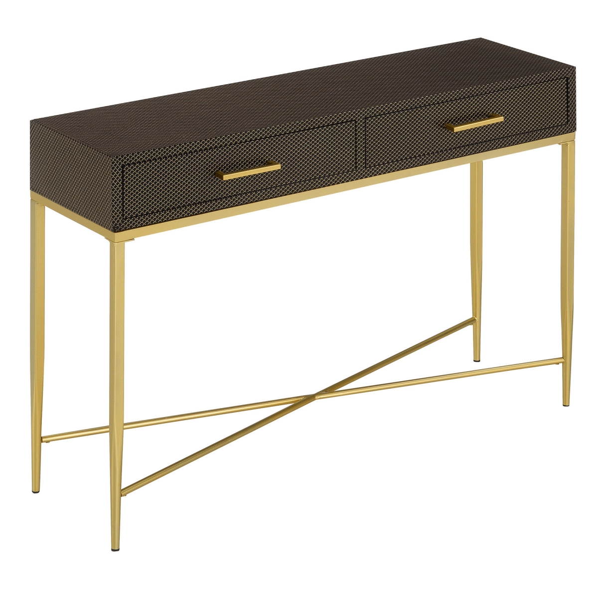 413189blsp 42 X 12 X 30 In. Ashley Console Table, Black Scallop & Gold
