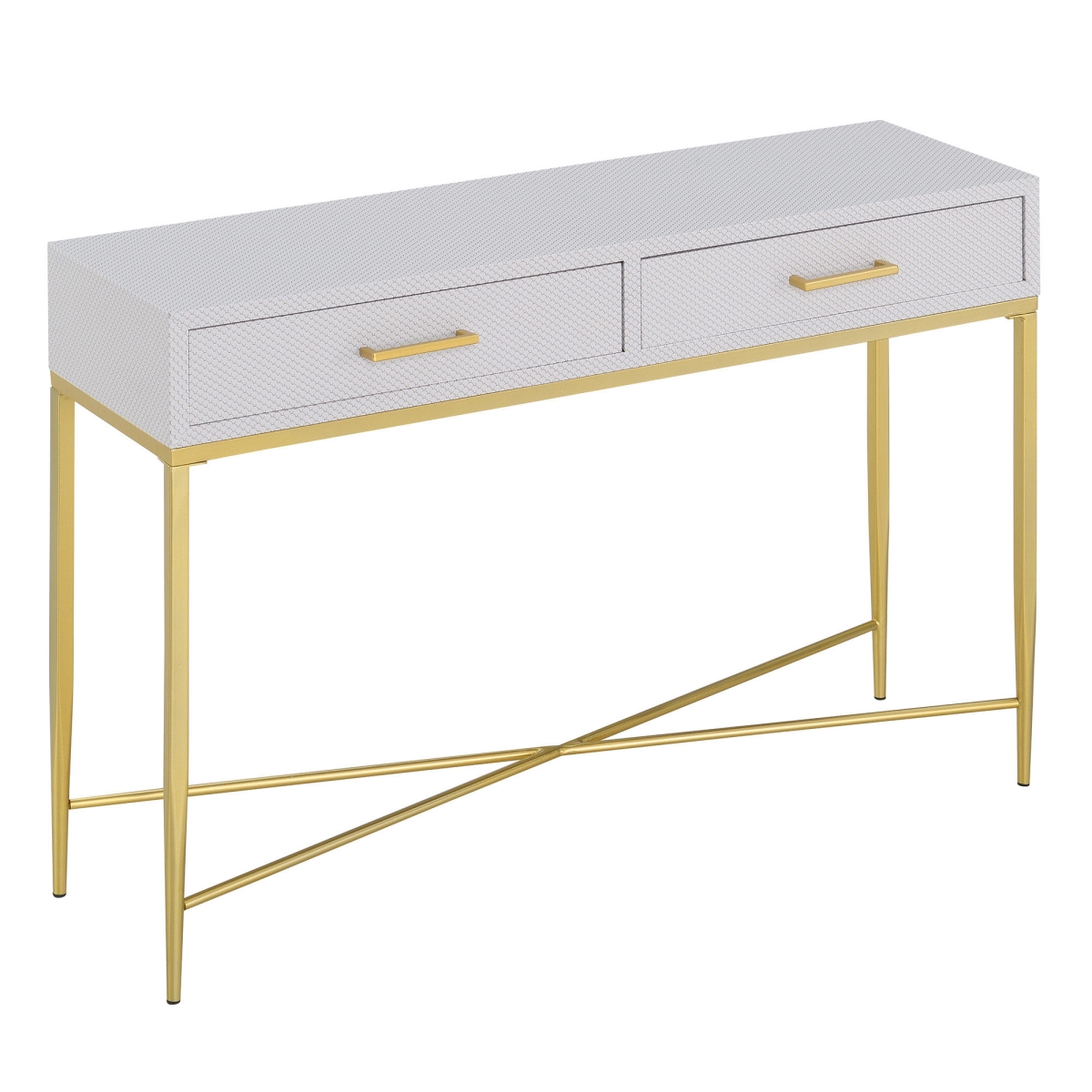 413189wsp 42 X 12 X 30 In. Ashley Console Table, White Scallop & Gold