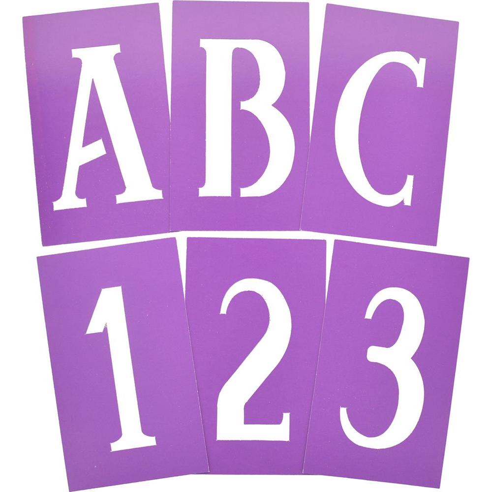 840247 6 In. Serif Stencils Letters & Numbers - 5 Piece