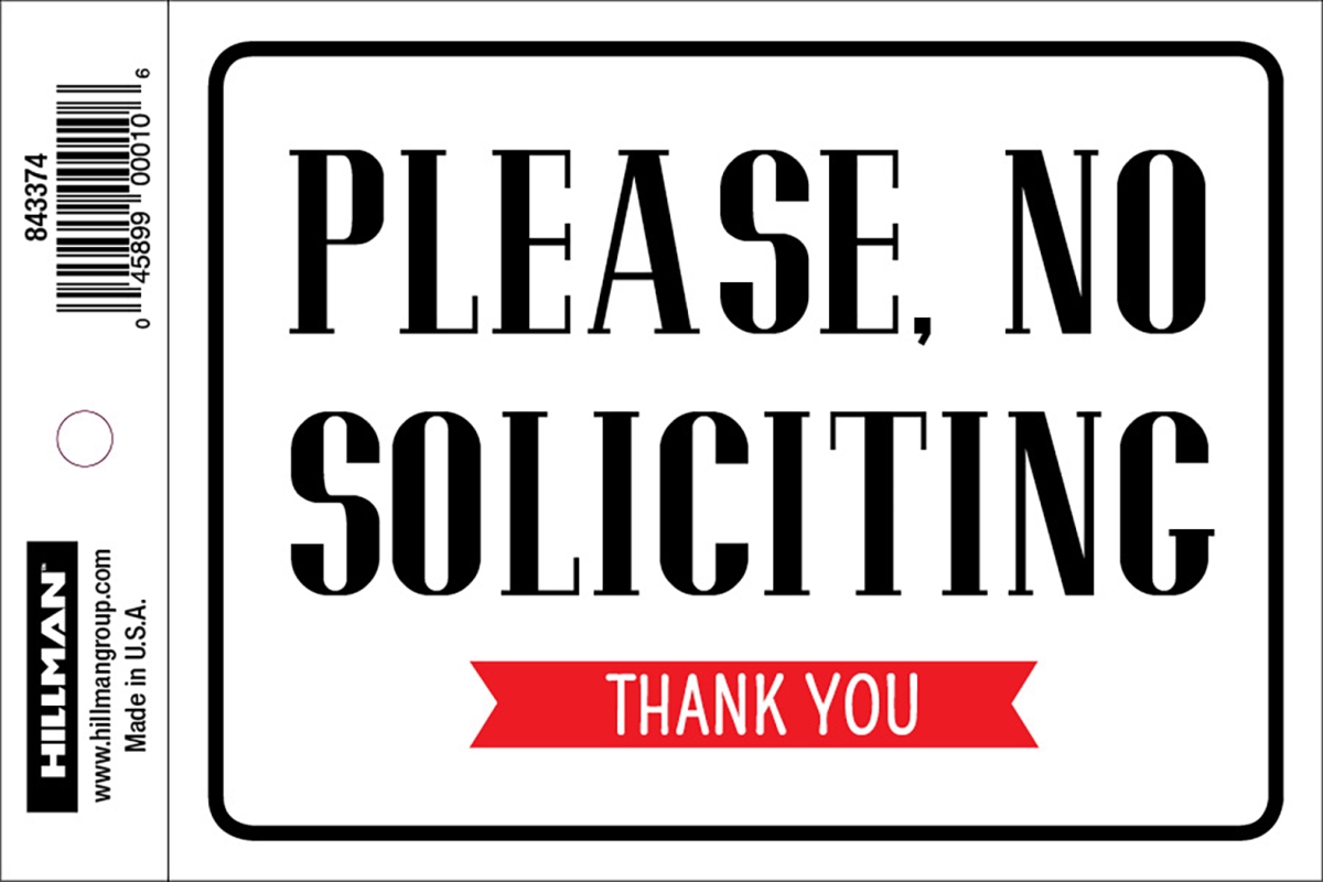 UPC 045899000106 product image for 843374 4 x 6 in. Vinyl Please No Soliciting Sign -  6 Piece | upcitemdb.com