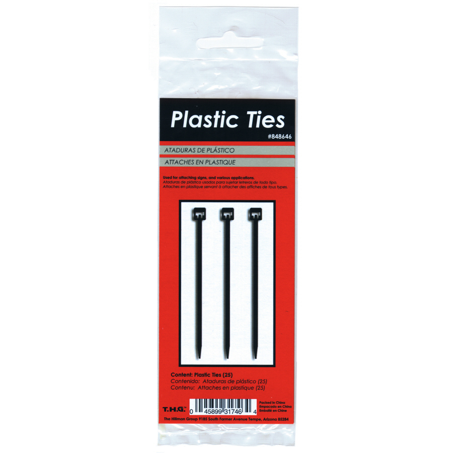 848646 5.5 In. Durable Plastic Zip Ties Black - 5 Piece