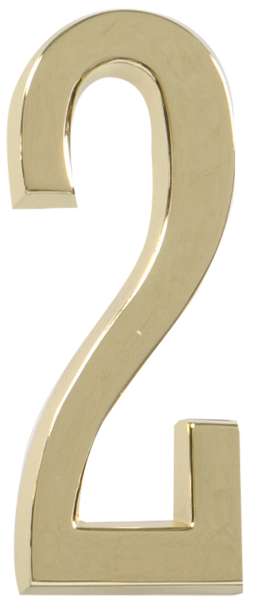 843272 4 In. Polished Brass Distinctions Brass Adhesive Plaque Number - 2 - 3 Piece