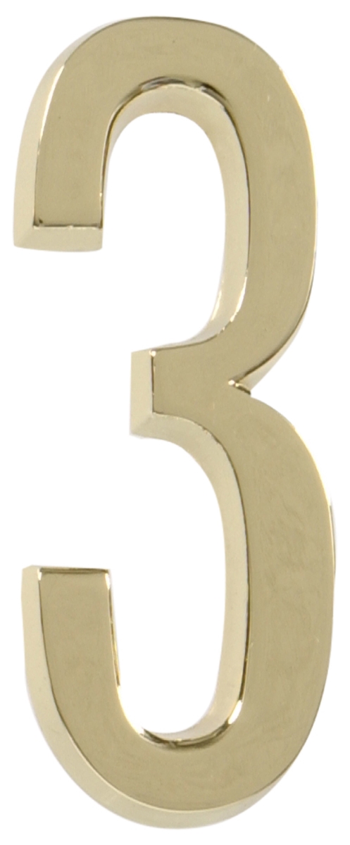 843273 4 In. Polished Brass Distinctions Brass Adhesive Plaque Number - 3 - 3 Piece
