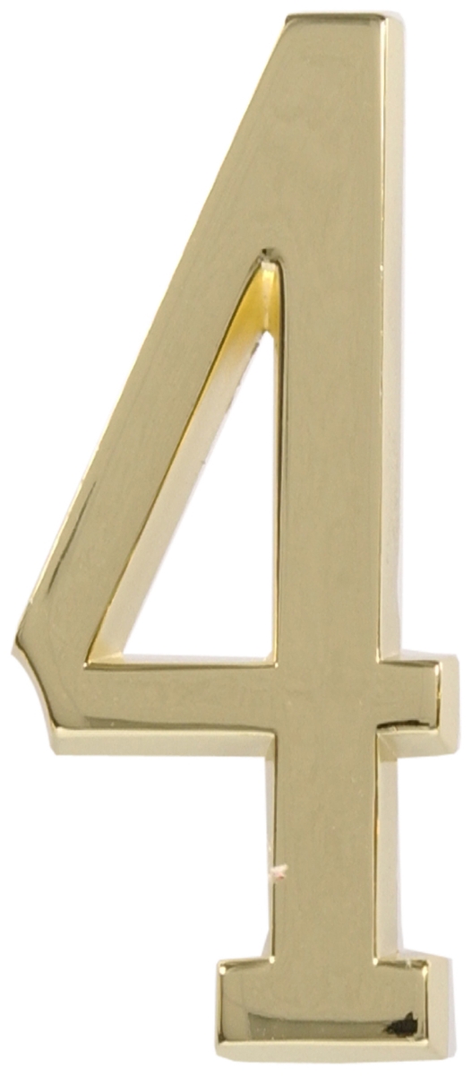 843274 4 In. Polished Brass Distinctions Brass Adhesive Plaque Number - 4 - 3 Piece