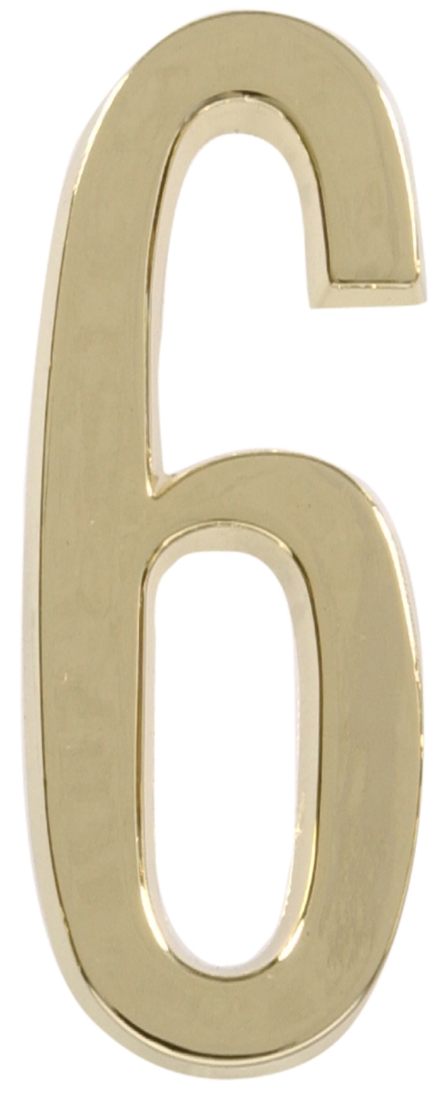 843276 4 In. Polished Brass Distinctions Brass Adhesive Plaque Number - 6 - 3 Piece