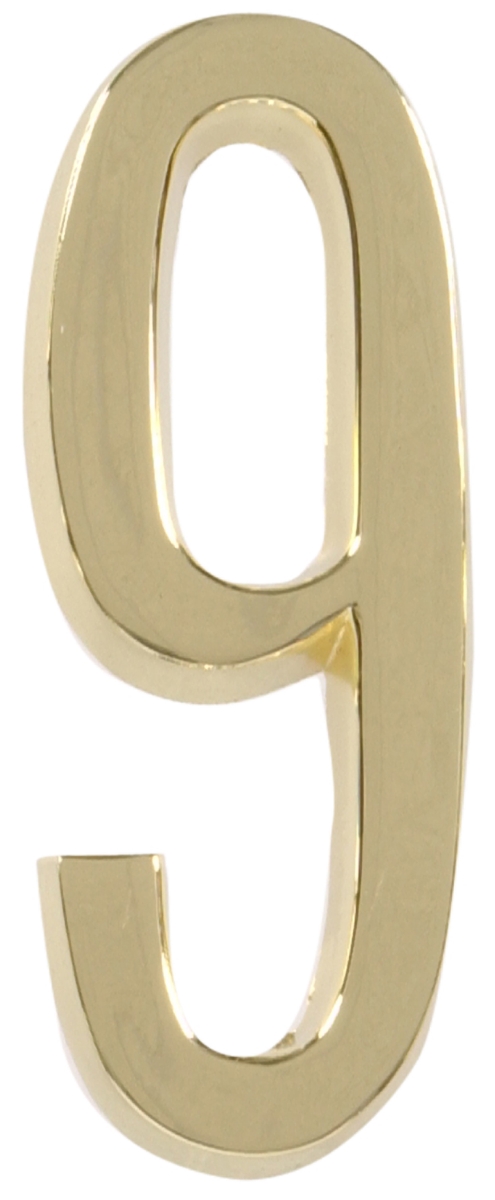 843279 4 In. Polished Brass Distinctions Brass Adhesive Plaque Number - 9 - 3 Piece