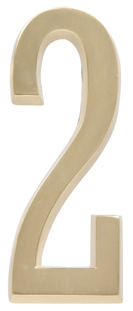843352 4 In. Brushed Brass Distinctions Zinc Die-cast Flush Mount House Number - 2 - 3 Piece