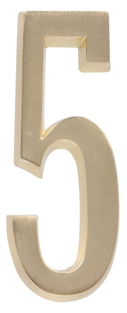 843355 4 In. Brushed Brass Distinctions Zinc Die-cast Flush Mount House Number - 5 - 3 Piece