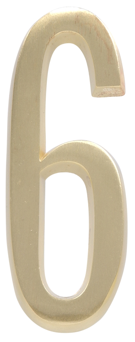 843356 4 In. Brushed Brass Distinctions Zinc Die-cast Flush Mount House Number - 6 - 3 Piece