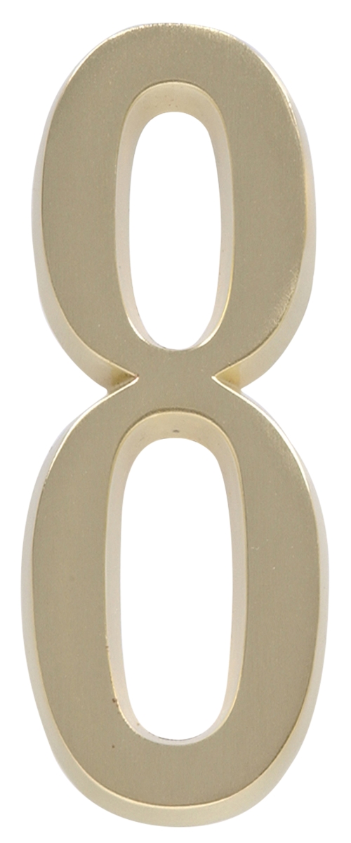 843358 4 In. Brushed Brass Distinctions Zinc Die-cast Flush Mount House Number - 8 - 3 Piece
