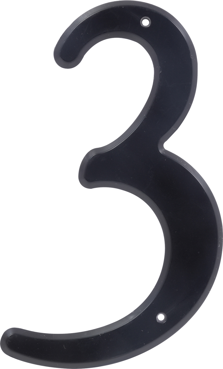 UPC 008236471199 product image for 839756 4 in. Nail-On Black Plastic House Number - 3 | upcitemdb.com