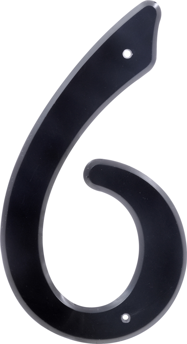 UPC 008236471229 product image for 839762 4 in. Nail-On Black Plastic House Number - 6 | upcitemdb.com