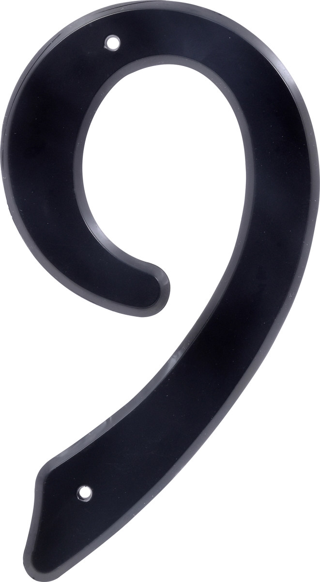 4 In. Nail-on Black Plastic House Number - 9 - 10 Piece