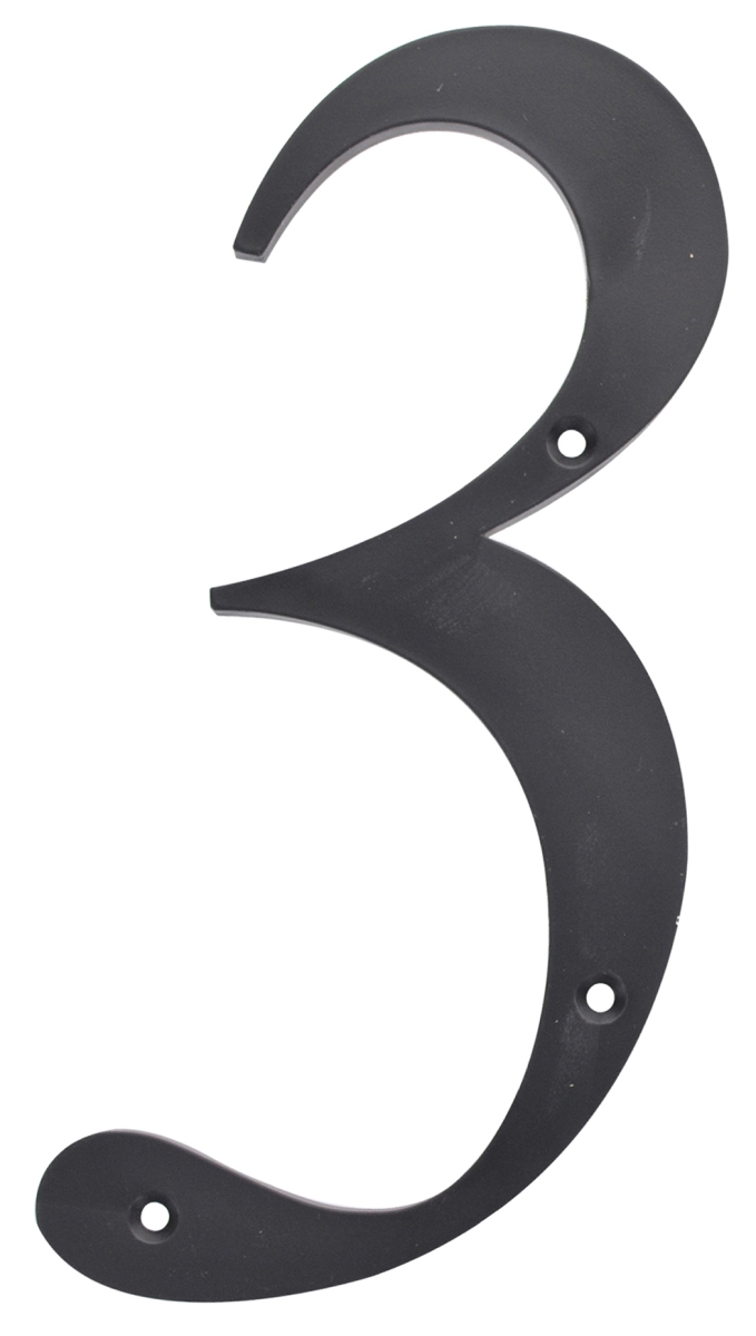 6 In. Nail-on Black Plastic House Number - 3 - 3 Piece