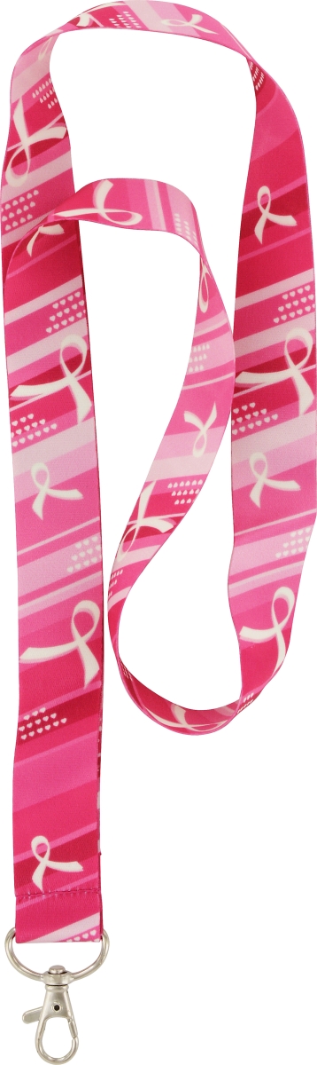712437 Breast Cancer Awareness Pink Stripe Lanyard - 6 Piece