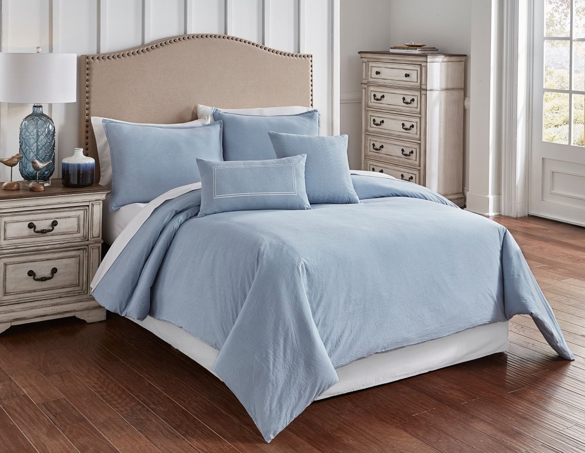 80311 Crosswoven Comforter Cover Set, Blue - King Size - 6 Piece