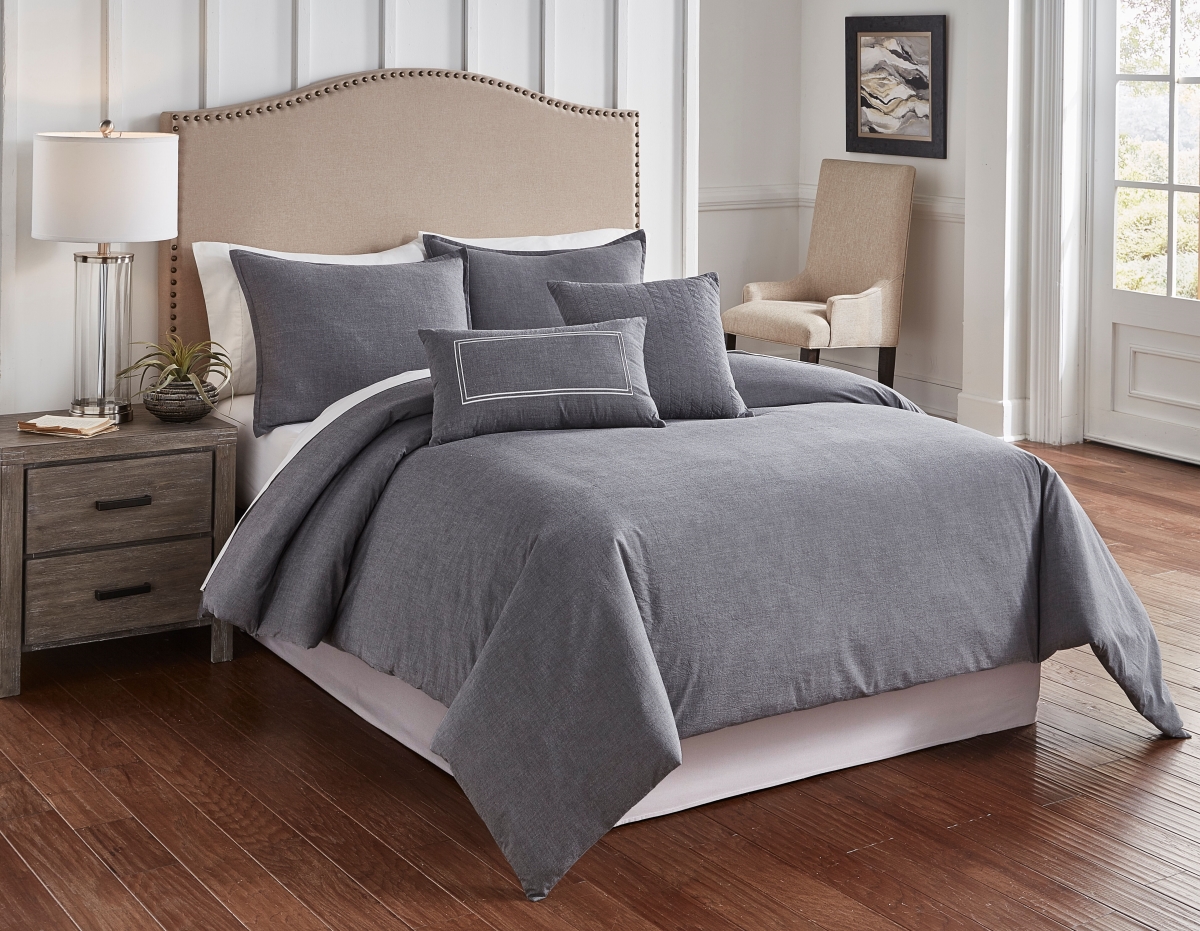 80313 Crosswoven Comforter Cover Set, Charcoal - King Size - 6 Piece
