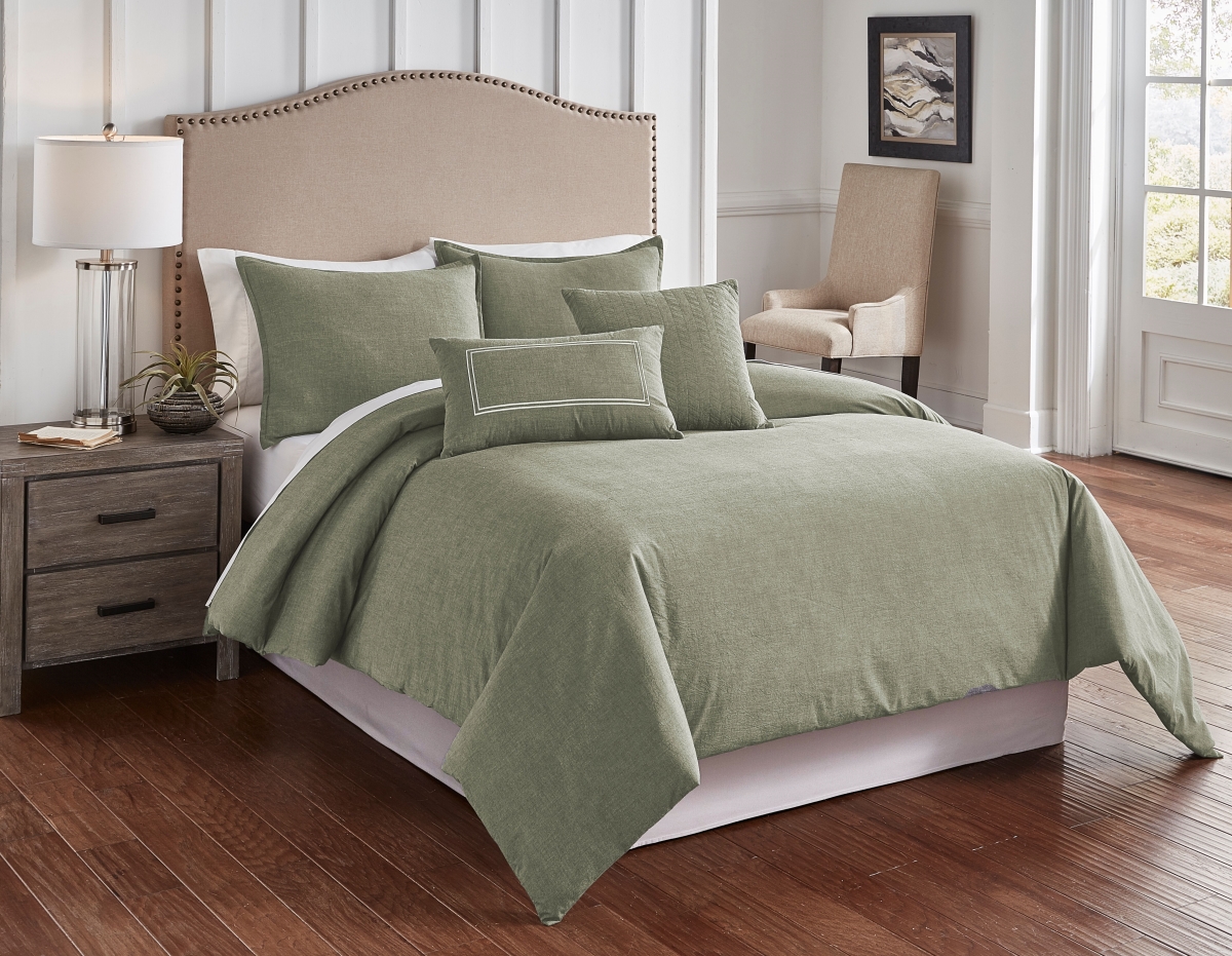 80315 Crosswoven Comforter Cover Set, Sage - King Size - 6 Piece