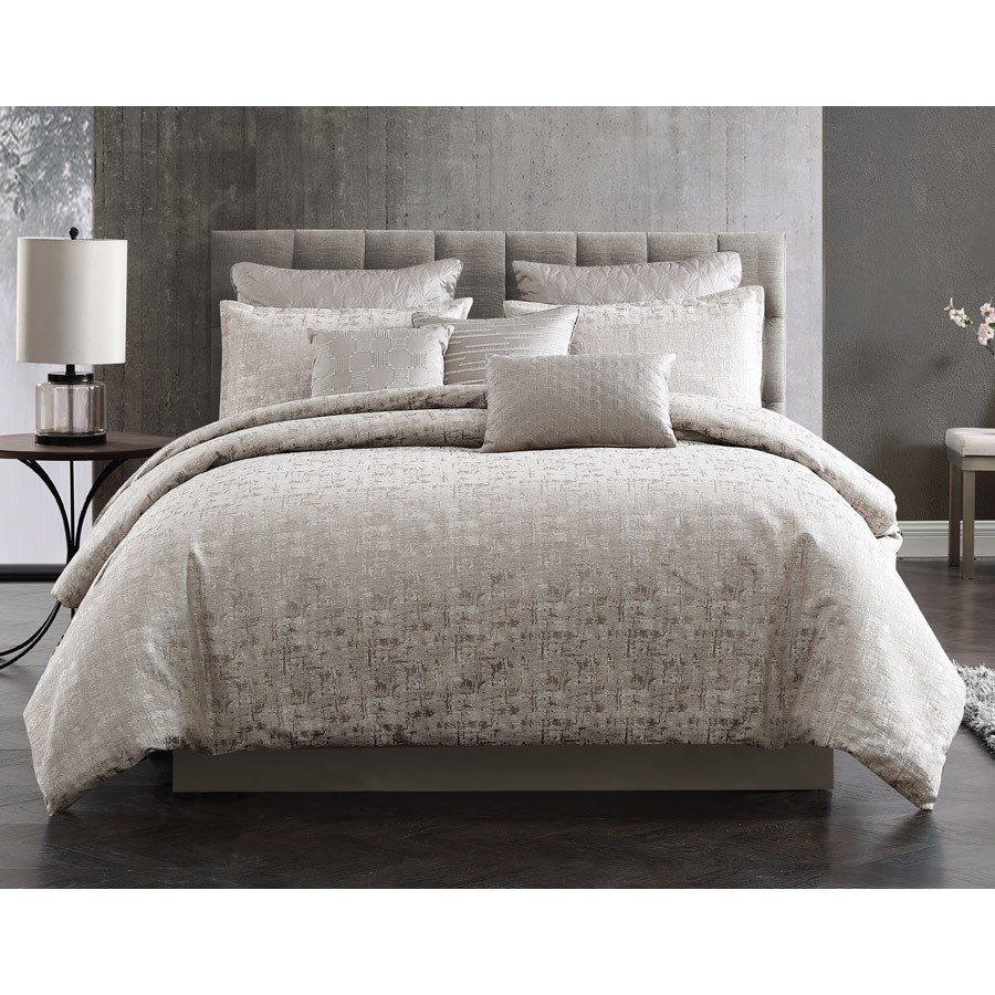 81885 Genoa Queen Size Bed Comforter Set, Gray - 9 Piece