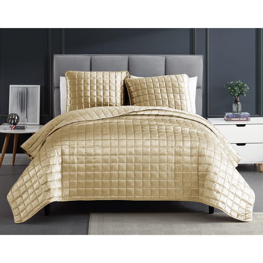81900 Lyndon King Size Bed Comforter Set, Gold - 3 Piece