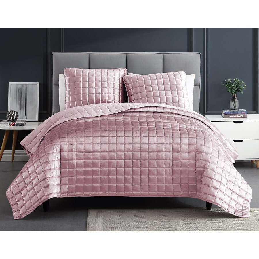 81902 Lyndon King Size Bed Comforter Set, Blush - 3 Piece