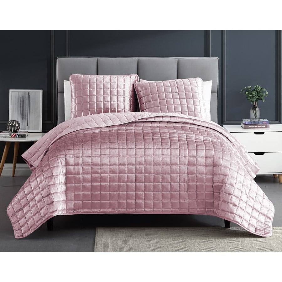 81903 Lyndon Queen Size Bed Comforter Set, Blush - 3 Piece