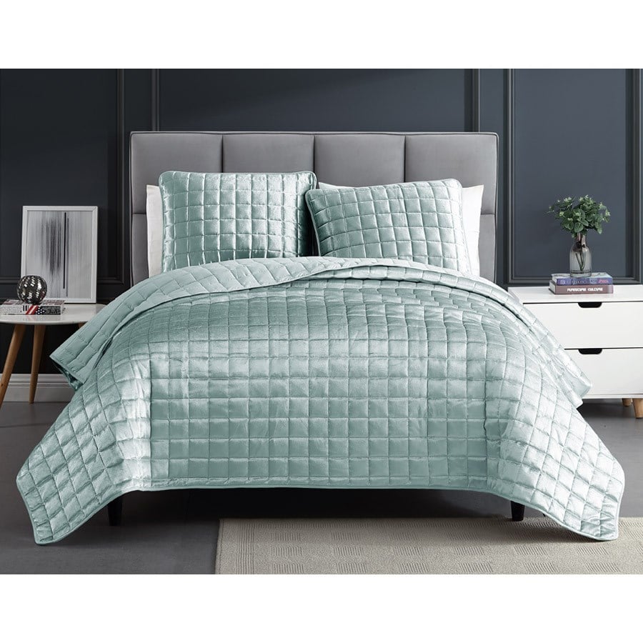 81904 Lyndon King Size Bed Comforter Set, Seafoam - 3 Piece
