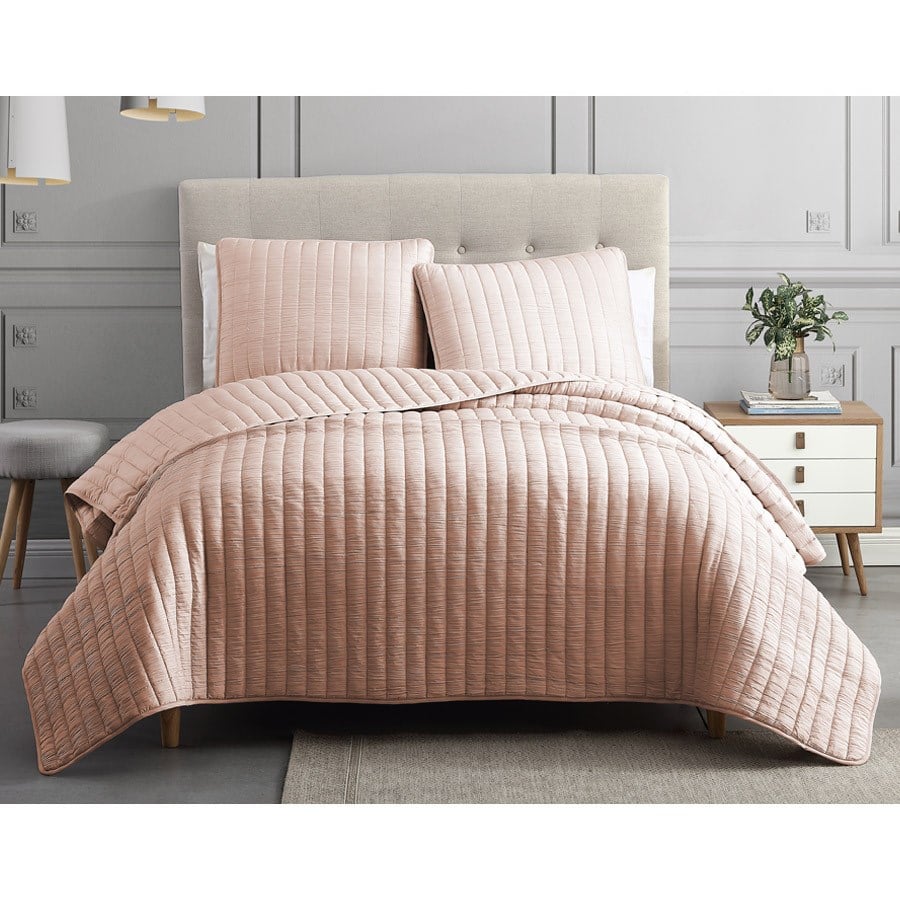 81910 Moonstone King Size Bed Comforter Set, Blush - 3 Piece