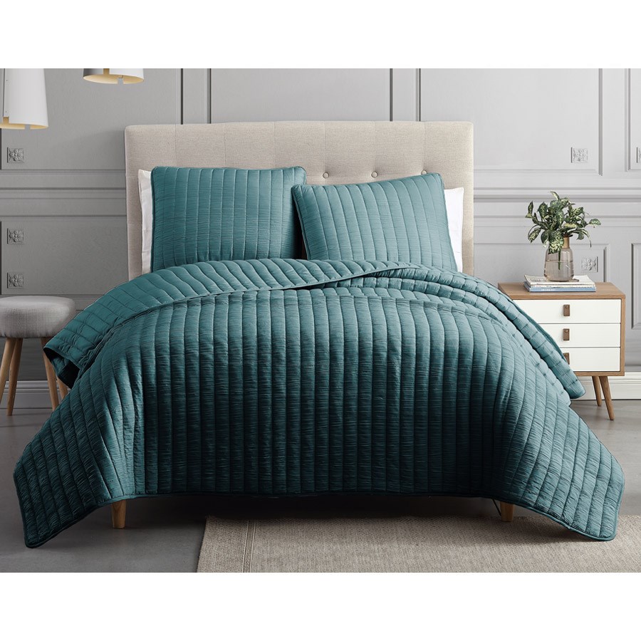 81913 Moonstone Queen Size Bed Comforter Set, Teal - 3 Piece