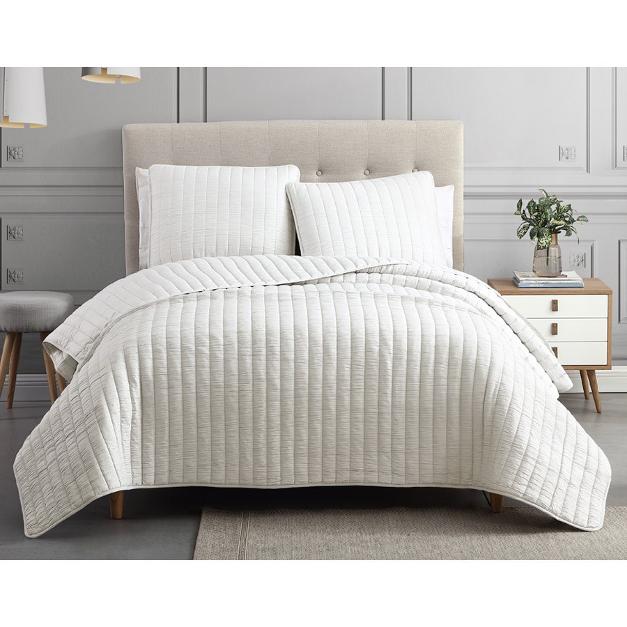 81914 Moonstone King Size Bed Comforter Set, Ivory - 3 Piece