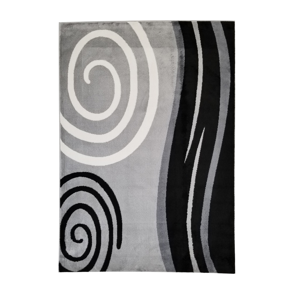 Hd-jc045-blc-gry 5 X 7 Ft. Discount World Modern Jersey Collection Abstract Stylish Stain Resistant Floor Rug - Black & Gray