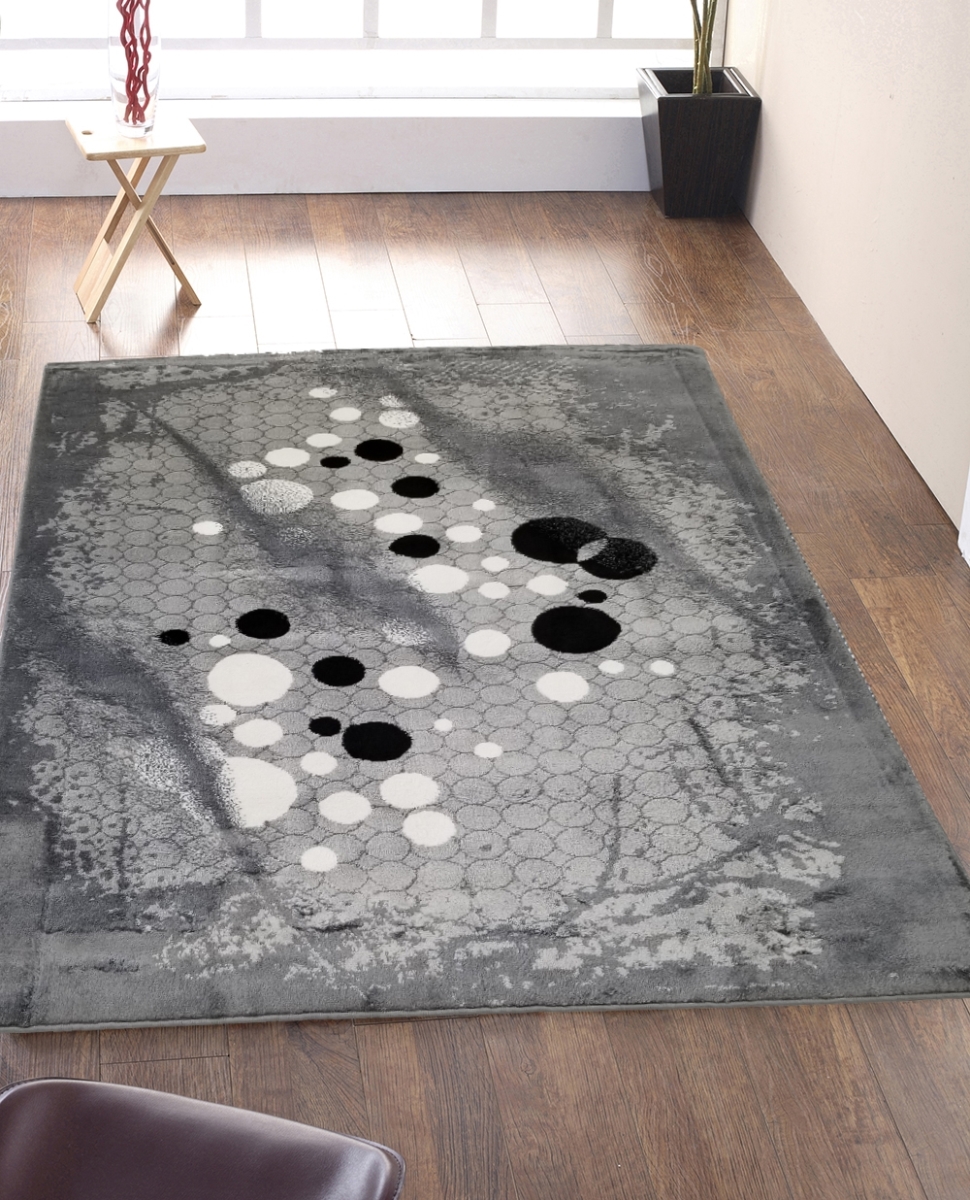 Hd-jc1519-blc-gry 5 X 7 Ft. Discount World Modern Jersey Collection Stylish Stain Resistant Abstract Floor Rug - Black & Gray