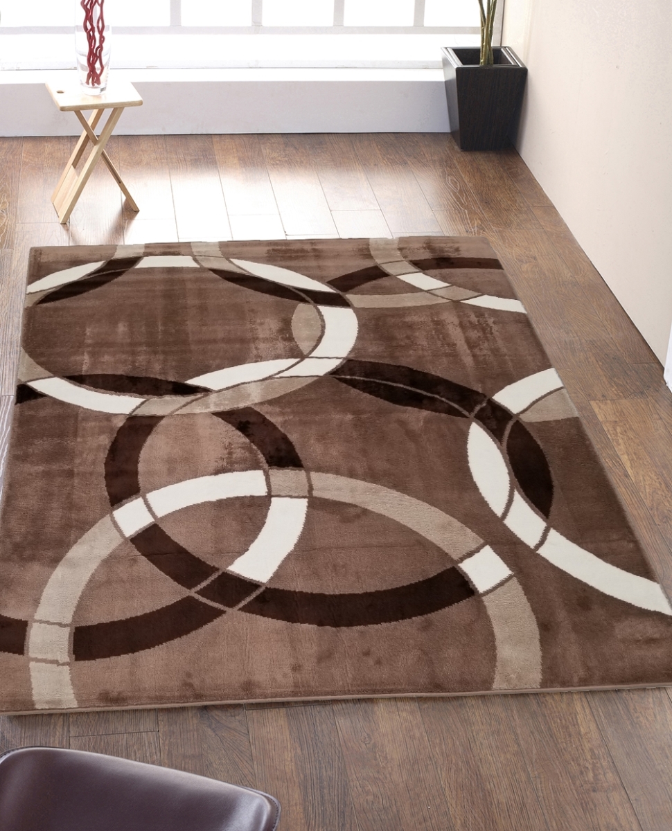 Hd-jc1798-blv-bne 5 X 7 Ft. Discount World Modern Jersey Collection Geometric Stylish Stain Resistant Floor Rug - Brown