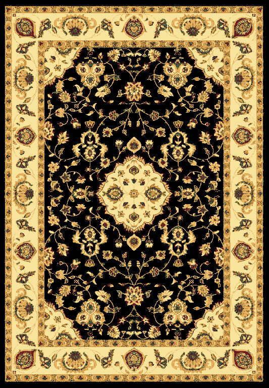 Hd-jc3395-blc-kbjj 5 X 7 Ft. Discount World Traditional Jersey Collection Stain Resistant Floral Floor Rug - Black
