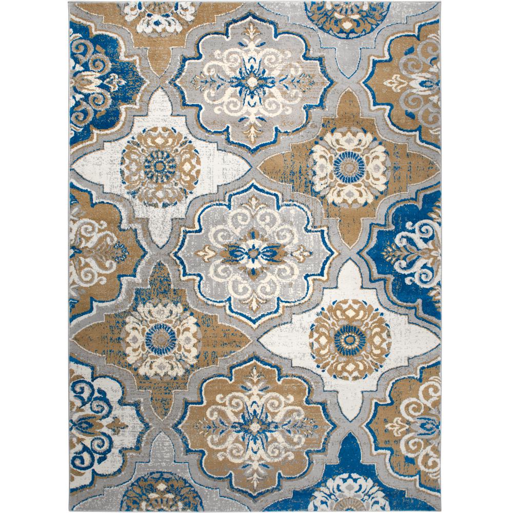 769924428726 5 Ft. 3 In. X 7 Ft. 2 In. Tremont Willow Area Medallion Rug - Taupe & Blue