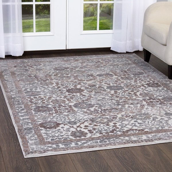 769924475096 7 Ft. 9 In. X 10 Ft. 2 In. Kenmare Celeste Area Distressed Rug - Gray & Mauve