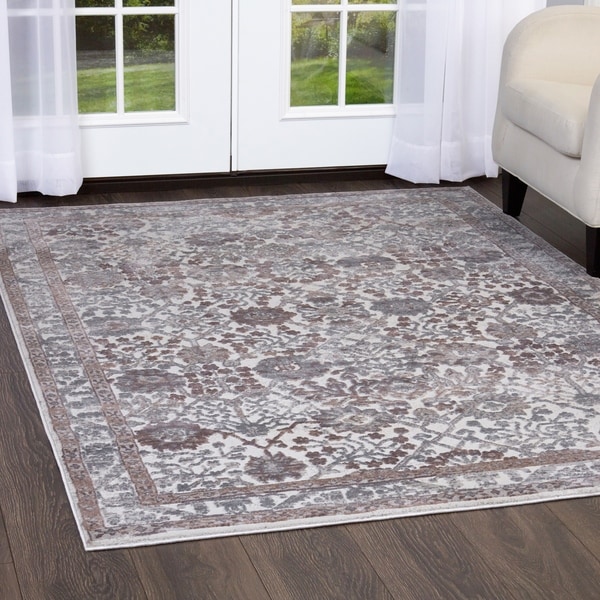 769924475218 5 Ft. 3 In. X 7 Ft. 2 In. Kenmare Celeste Area Distressed Rug - Gray & Mauve